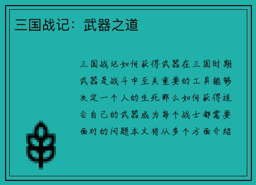 三国战记：武器之道